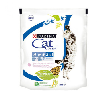 Сухой корм для кошек Purina Cat Chow Feline тройная защита, домашняя птица и индейка, пакет, 400 г